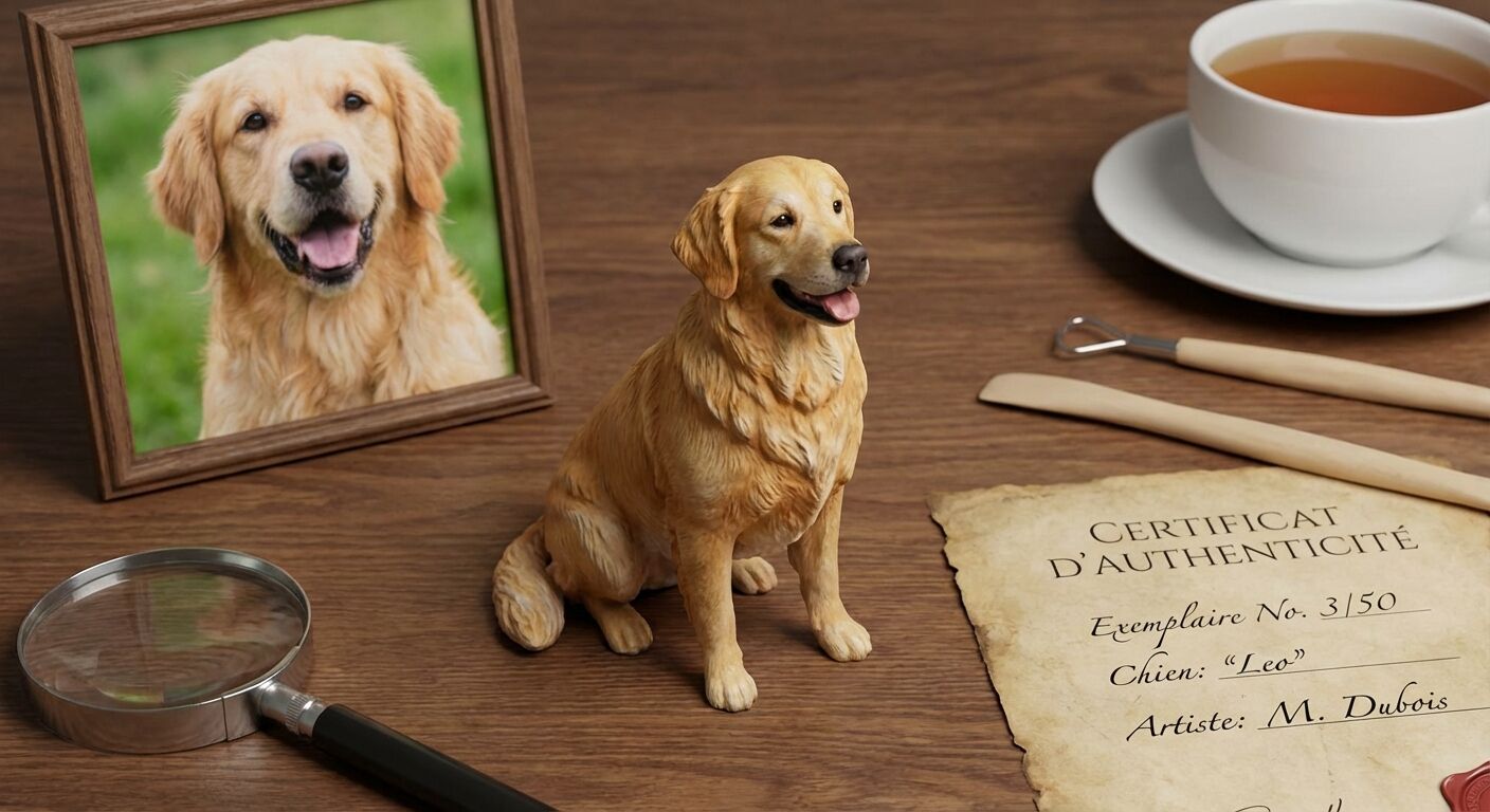 Transformez la photo de votre animal de compagnie en une sculpture 3D unique et personnalisée. Capturez chaque détail pour un souvenir éternel.