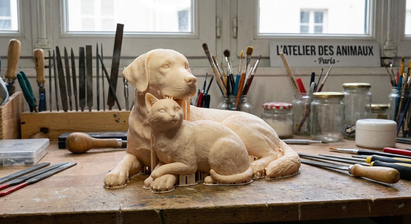 Transformez la photo de votre animal de compagnie en une sculpture 3D unique et personnalisée. Immortalisez votre compagnon fidèle avec une création artistique réalisée à partir de vos images.