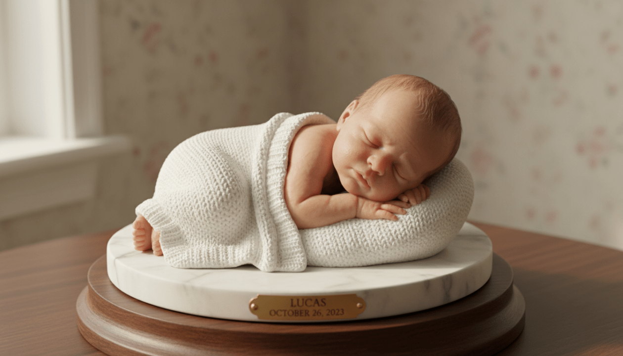 découvrez un cadeau de naissance original : une figurine 3d personnalisée pour immortaliser les premiers moments de bébé avec une touche unique et émouvante.