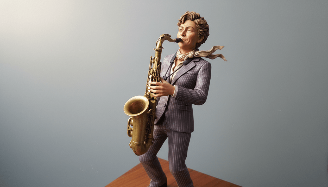 découvrez nos figurines 3d d'artistes et musiciens, chacune reproduite avec précision en tenant son instrument de musique pour une décoration unique et originale.