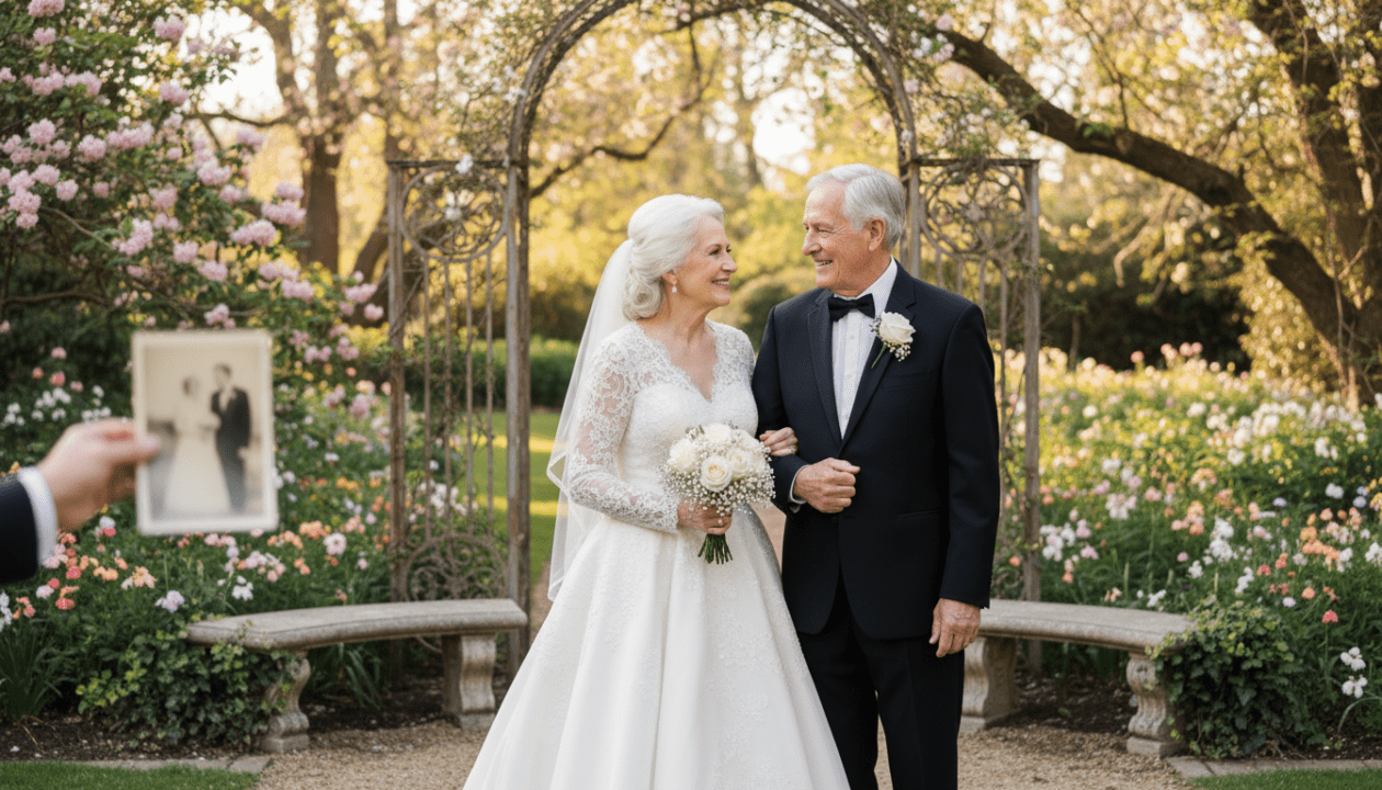 découvrez comment recréer votre photo de mariage pour célébrer vos 50 ans d'anniversaire de mariage avec un cadeau émotionnel et unique.