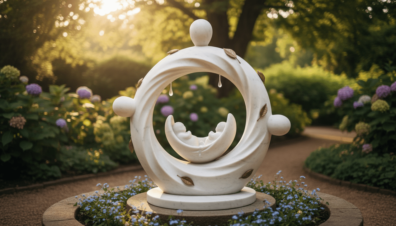 découvrez une sculpture symbolique dédiée au deuil périnatal, un hommage poignant pour honorer la mémoire des petits anges disparus.