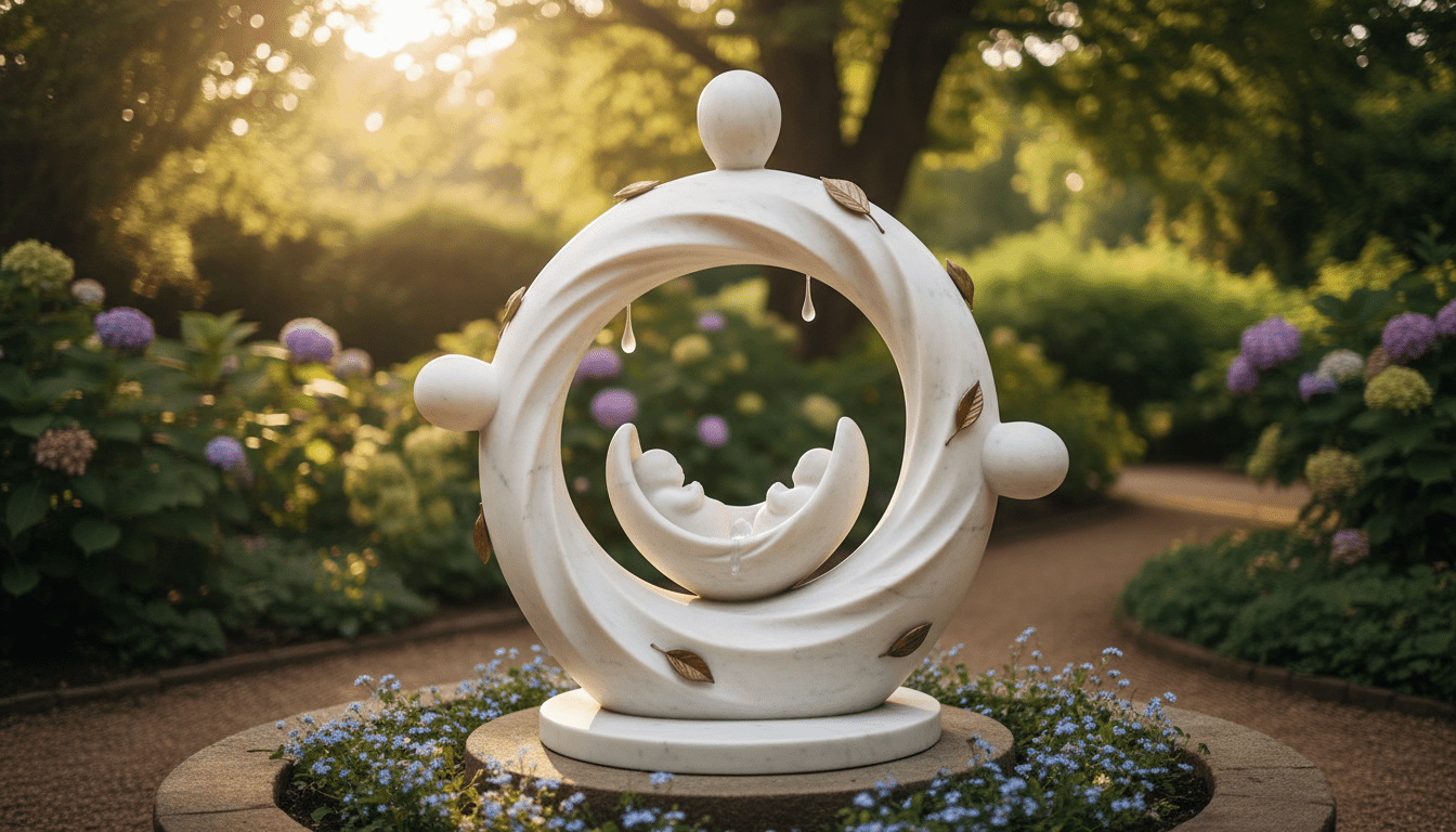 découvrez une sculpture symbolique dédiée au deuil périnatal, un hommage poignant pour honorer la mémoire des petits anges disparus.