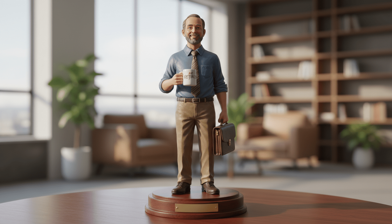 découvrez une idée cadeau de départ à la retraite originale avec une statuette personnalisée du collègue, un souvenir unique et mémorable qui fera plaisir et marquera cet événement spécial.