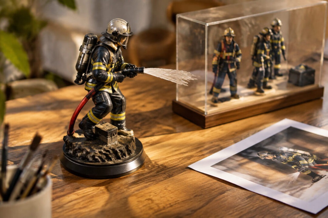 Figurines pompiers de collection et statuette personnalisée à l'effigie d'un sapeur-pompier