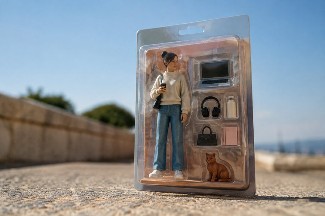 Starter pack figurine réalisé en vrai avec personnage et accessoires sous blister