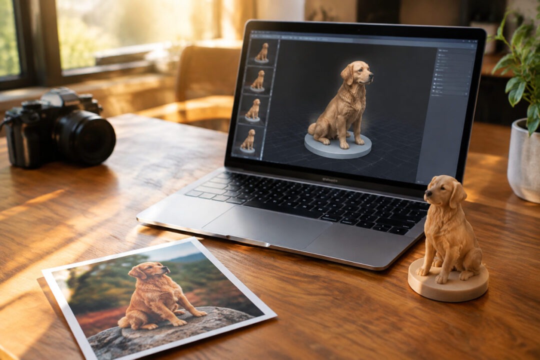 Écran d'ordinateur montrant comment transformer photo en 3D gratuit avec un outil en ligne